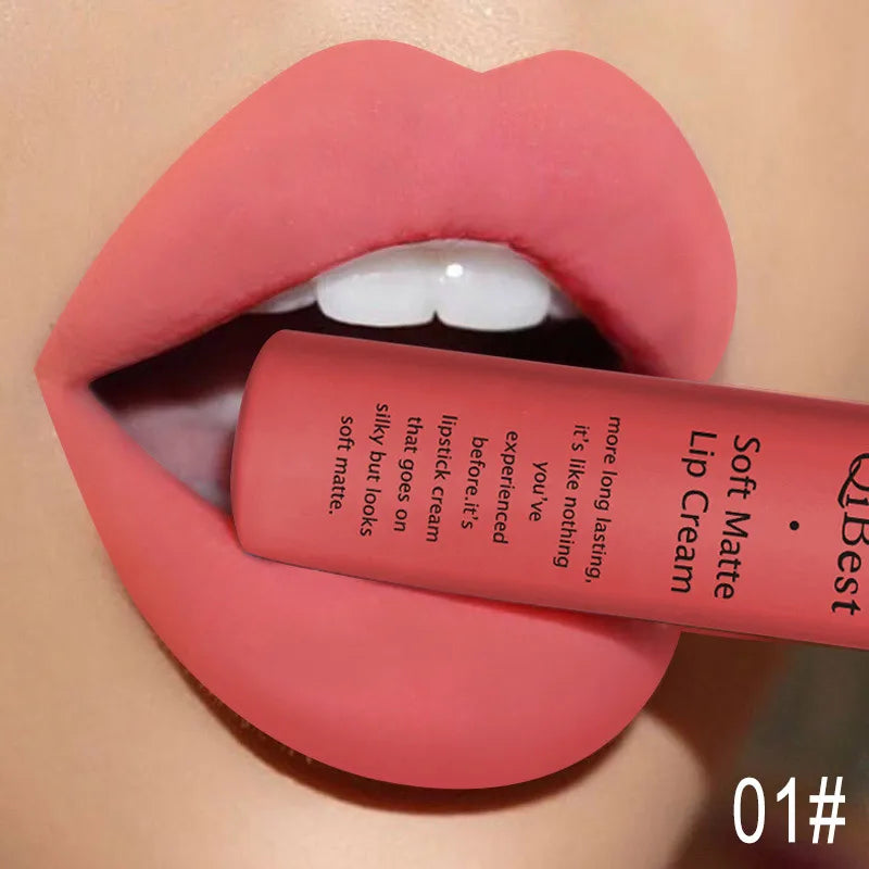 Velvet Matte Nude Lip Gloss Sexy Long Lasting Non-stick Cup Red