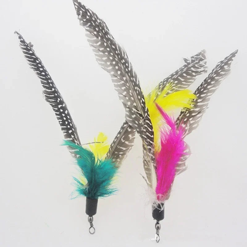 Spare Feather Stick Head Cat Teasing DIY Homemade Toy Pet Qme