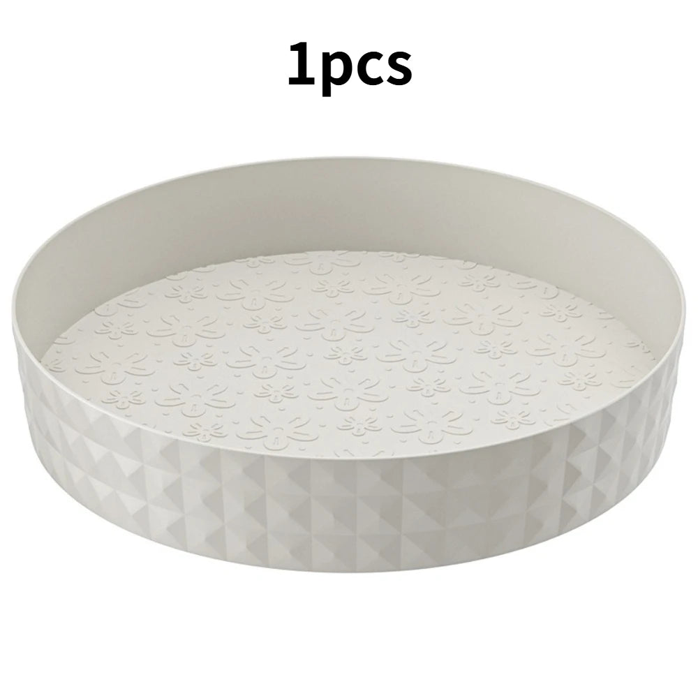 1/3Pcs Round Non-slip 360 Degree Rotating Tray Multi-purpose Storage Spice Rack Desktop Organizer for Kitchen Cosmetic Sundries Qme Cream white 1pcs