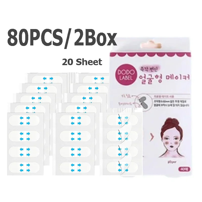 30/20/10Sheets V Lift Face Sticker Invisible Makeup Adhesive Lift Face Tape Slim Patch Breathable Sticker Lifting Tighten Chin Qme 80PCS