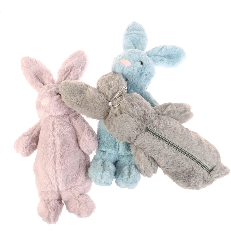 Animal Rabbit Shape Plush Pencil Case Cute Stuffed Toy Stationery Qme