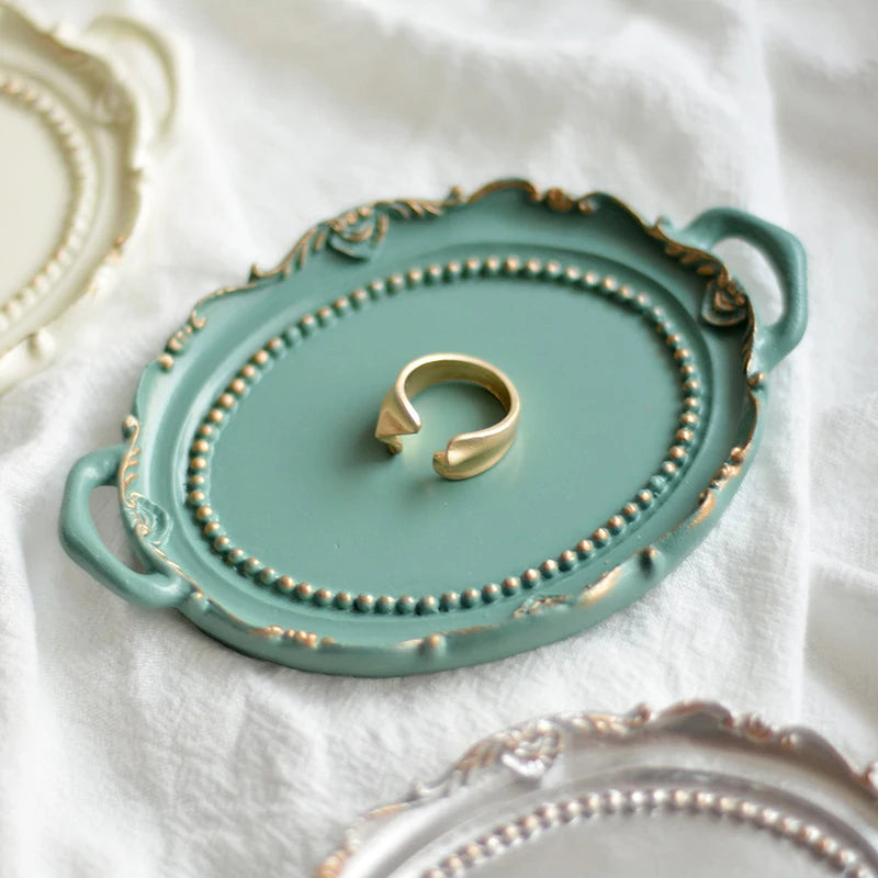European Retro Mini Jewelry Tray Necklace Rings Displays Showing Qme