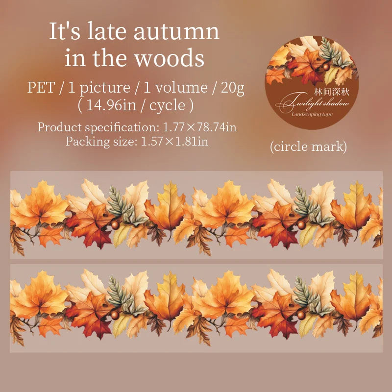 45mm*2m Autumn leaves PET Tape Scrapbooking Decoration Collage Journal Masking Tapes Diary Craft Stickers Stationery supplies Qme A