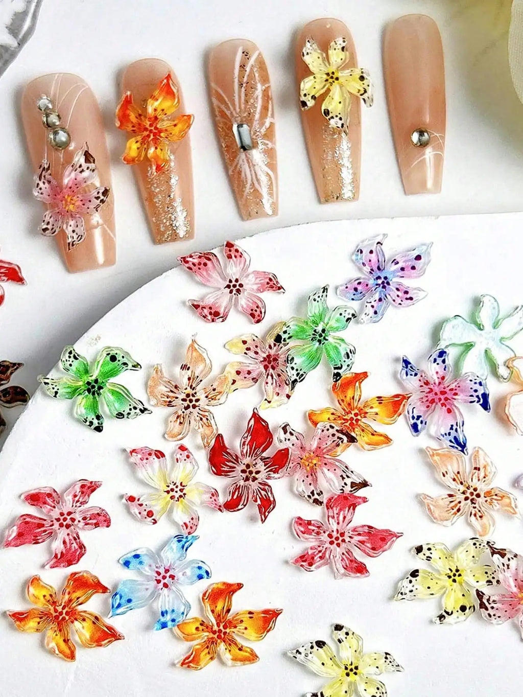 Flower Nail Charm Jewelry DIY Art Y2K 3D Decorations Qme