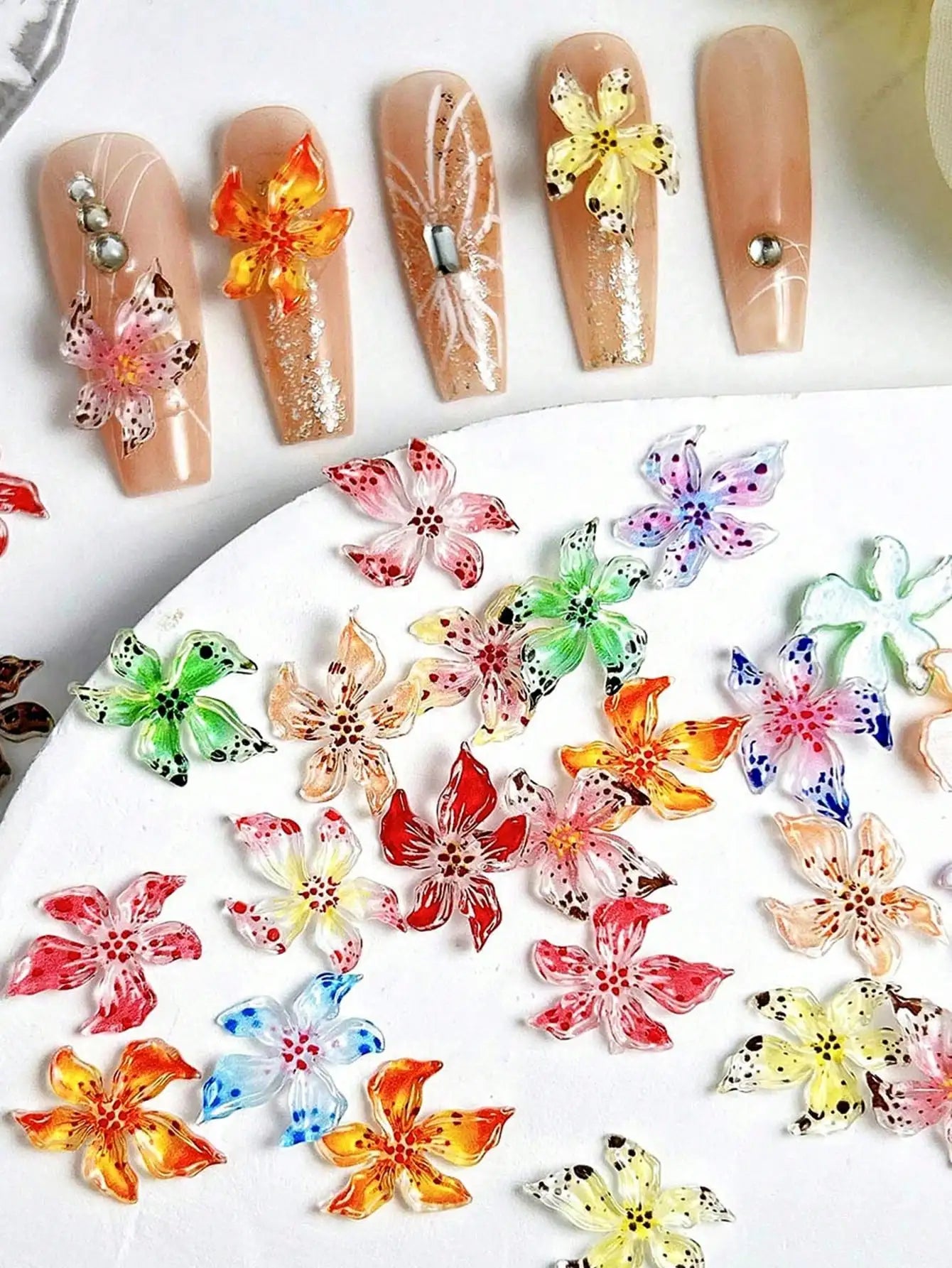 Flower Nail Charm Jewelry DIY Art Y2K 3D Decorations Qme