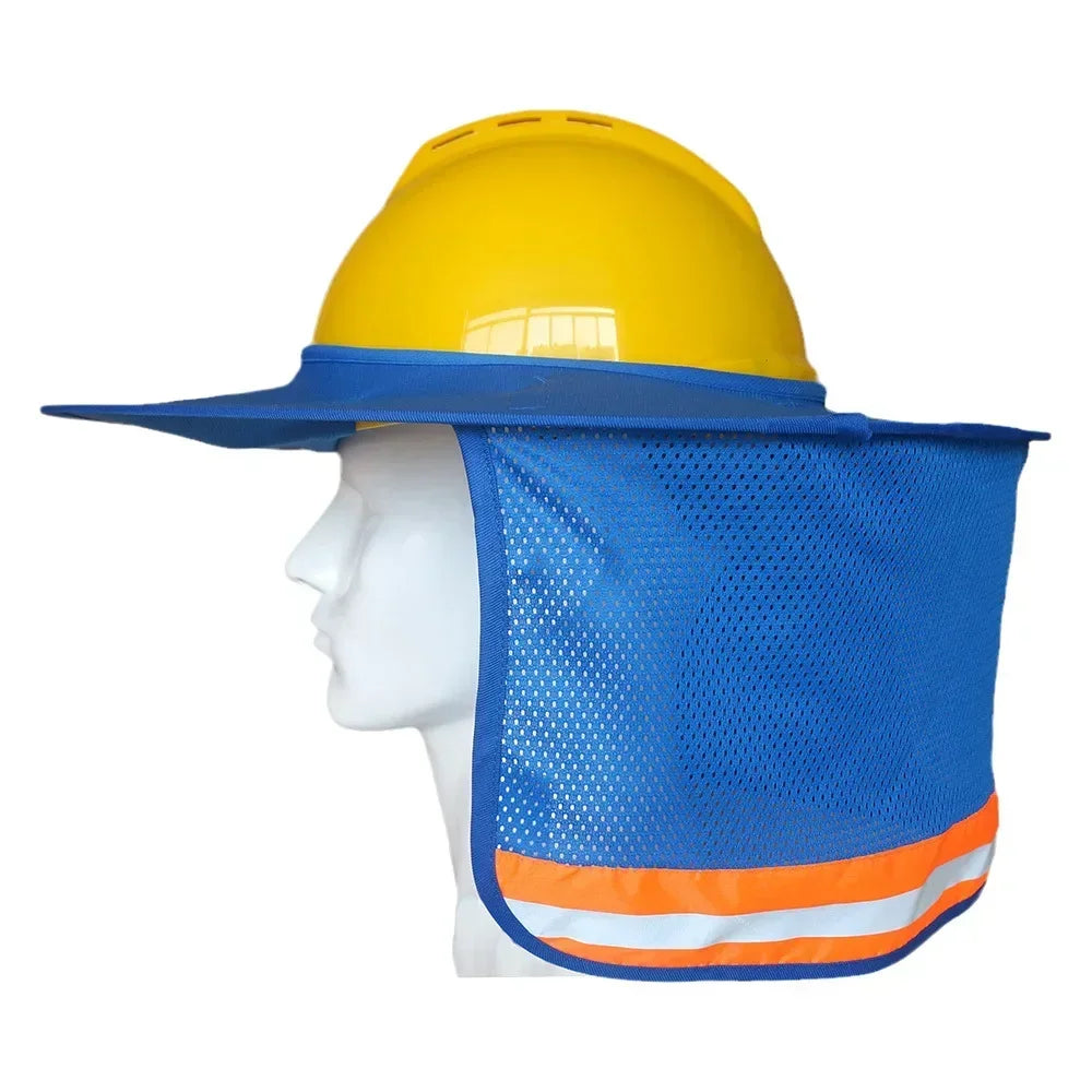 Summer Hard Hat Sun Shade, Reflective Protection Helmet Neck Shield for Construction Workers to Prevent Sunburn Qme Baolan color Without safetyhelmet