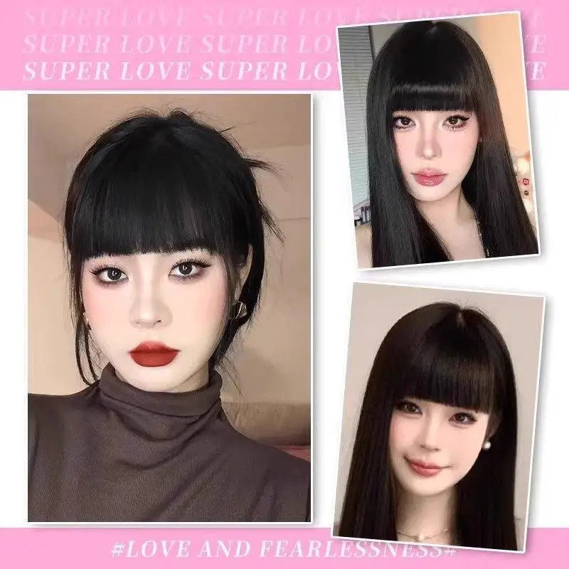 Human Hair Clip French Bangs Soft Remy Fringe Temple Cuttable Women Qme