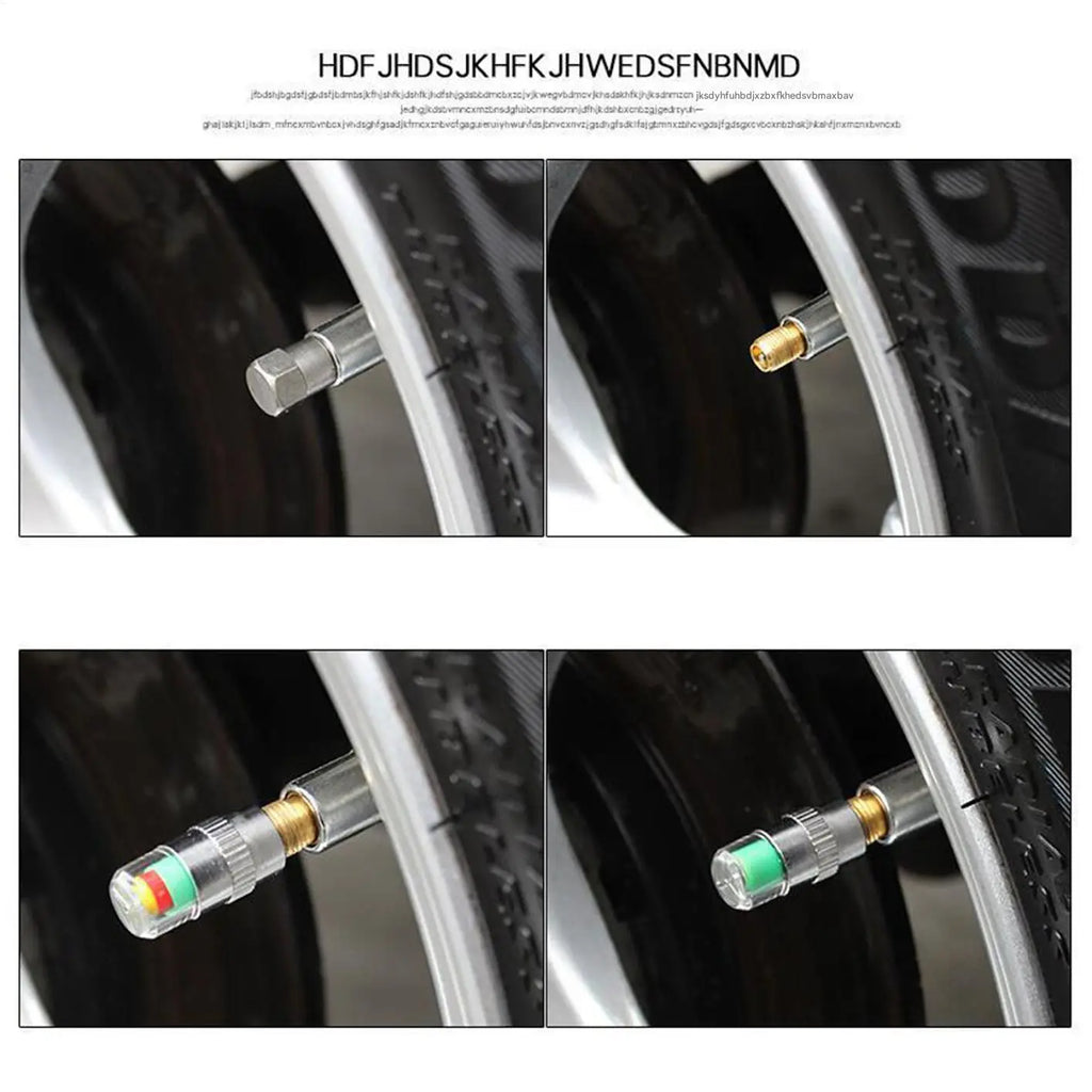 Tire Pressure Monitoring Caps 4 Pieces Sensor Alert Car Monitoring Valve Covers for Long-Distance Travel Motorcycle Truck SUV Qme
