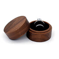 Premium Solid Wood Jewelry Organizer (Black Walnut) - Jewelry Display for Earrings & Couples Rings Jewelry Case Valentine Gift Qme Round Black Double