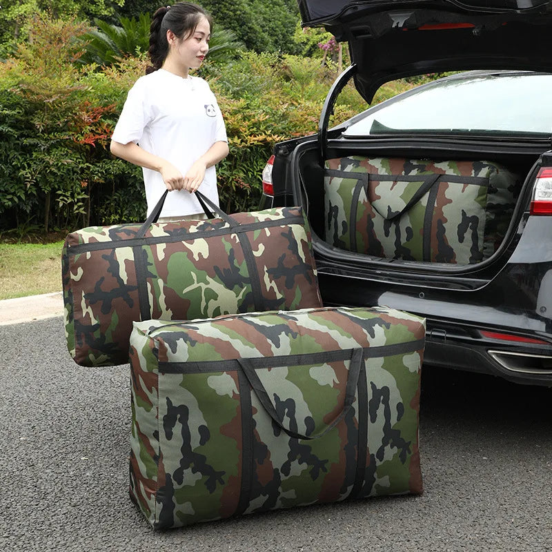 Heavy Duty Camo Oxford Woven Moving Bag Thickened Quilt Storage Sack with Handles Portable Packing Luggage Tote Qme
