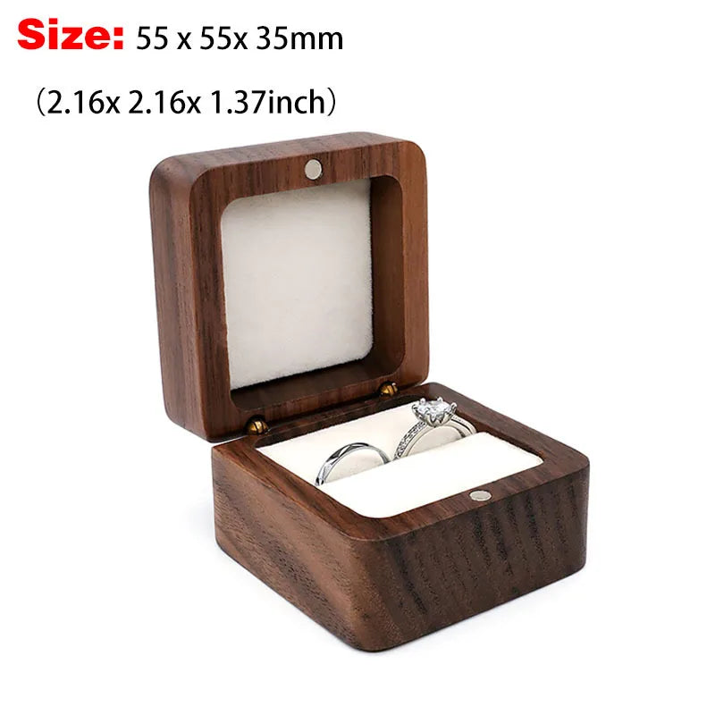 Premium Solid Wood Jewelry Organizer (Black Walnut) - Jewelry Display for Earrings & Couples Rings Jewelry Case Valentine Gift Qme Square White Single