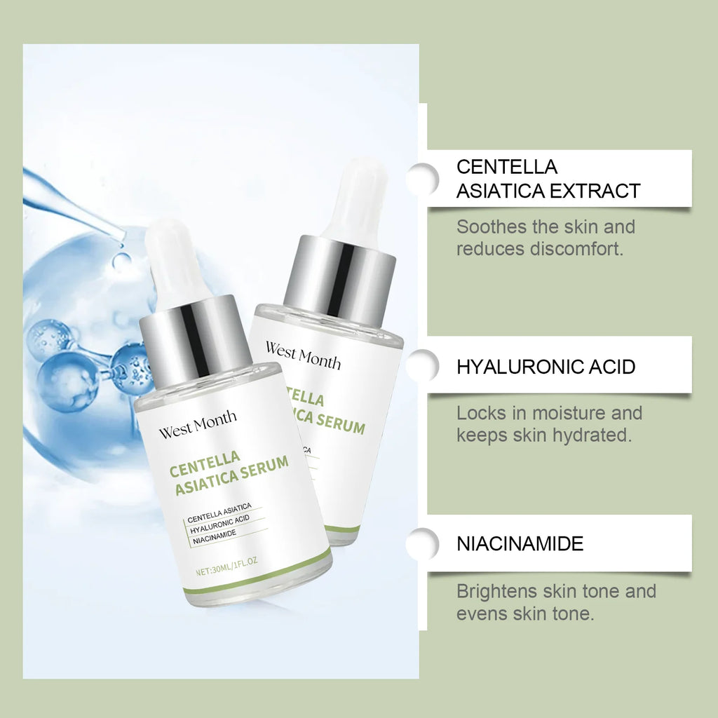 Centella Asiatica Serum Brightening Hydrating Facial Essence Soothing Moisturizing Anti-Redness Beauty Skincare Smooth Texture Qme