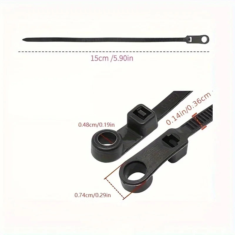 Screw hole zip ties, multi-purpose heavy-duty adjustable self-locking zip ties, organizer straps DIY fastening rings Qme