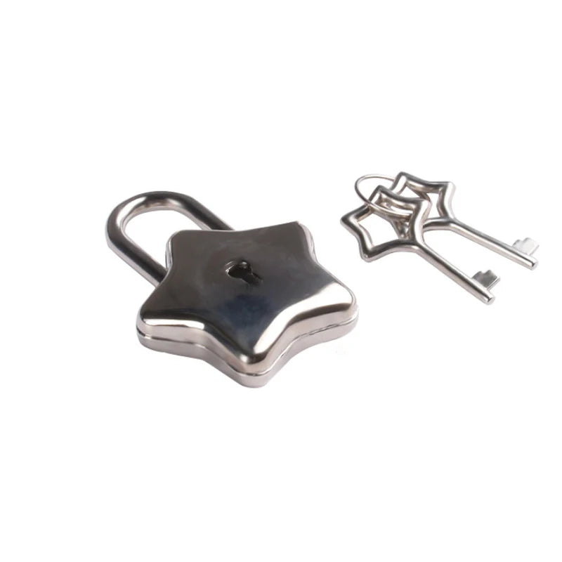Mini Star Shape Archaize Padlocks Locker Security Key Lock Luggage Bag Qme Silver