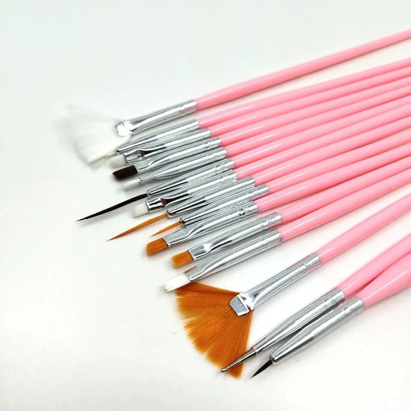 1set/15pcs color Nail Art Brush Set UV Gel Polish Pen Acrylic Nail Design Painting Tools for Nail Artistry Qme