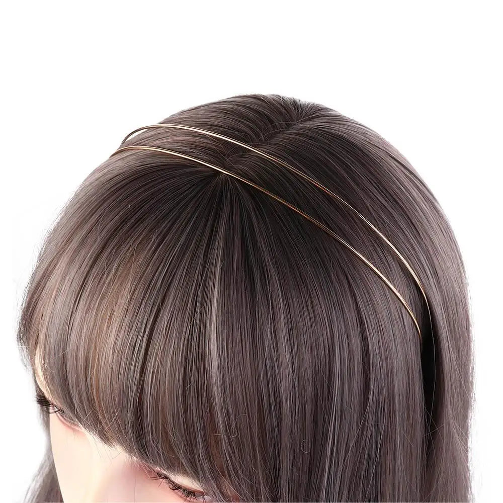 Hair Accessories Alloy Double Root Hair Bands Silver Thin Retro Gold Head Hoop Headdress Simple Metal Hair Hoop Work Qme
