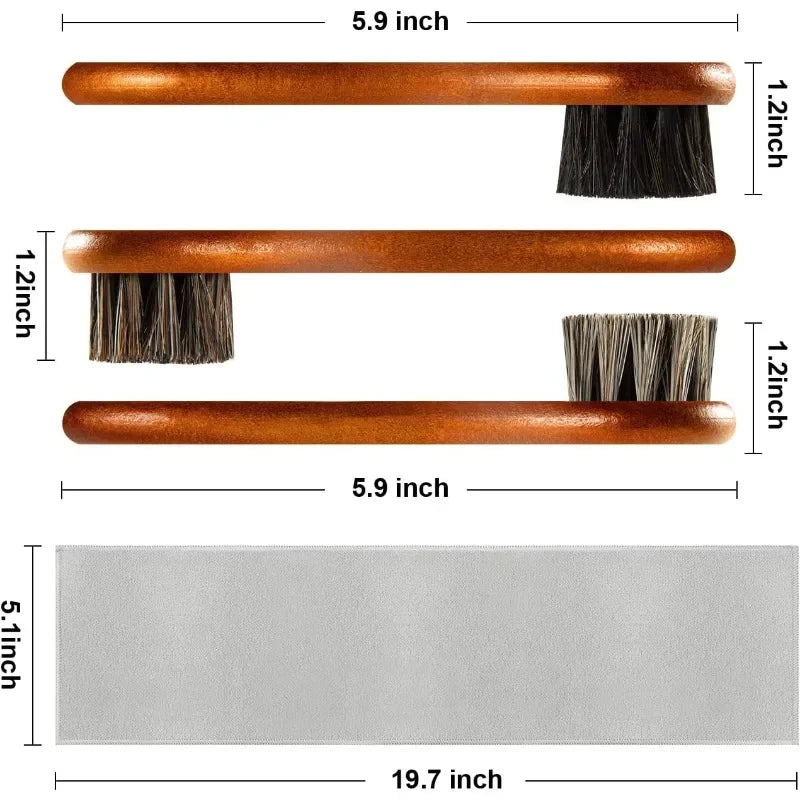4-Piece Horse Hair Shoe Brush Shine Polish Leather Shoes Boot Qme