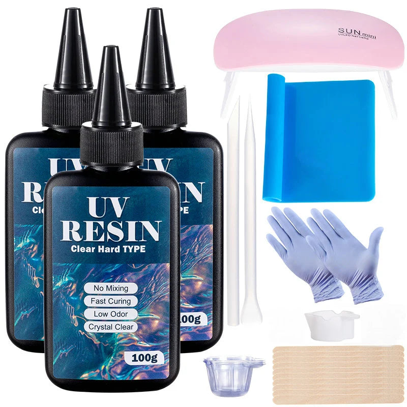 100g/250g Clear UV Resin Hard Type One Minute Ultraviolet Solar Fast Curing Epoxy Resin Glue for Casting Molds Jewelry Craft DIY Qme
