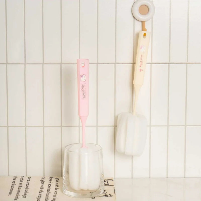 Hello Kitty Kuromi Cup Brush Long-Handled Bottle Brush Sponge Brush for Removing Tea Stains from Every Corner Qme