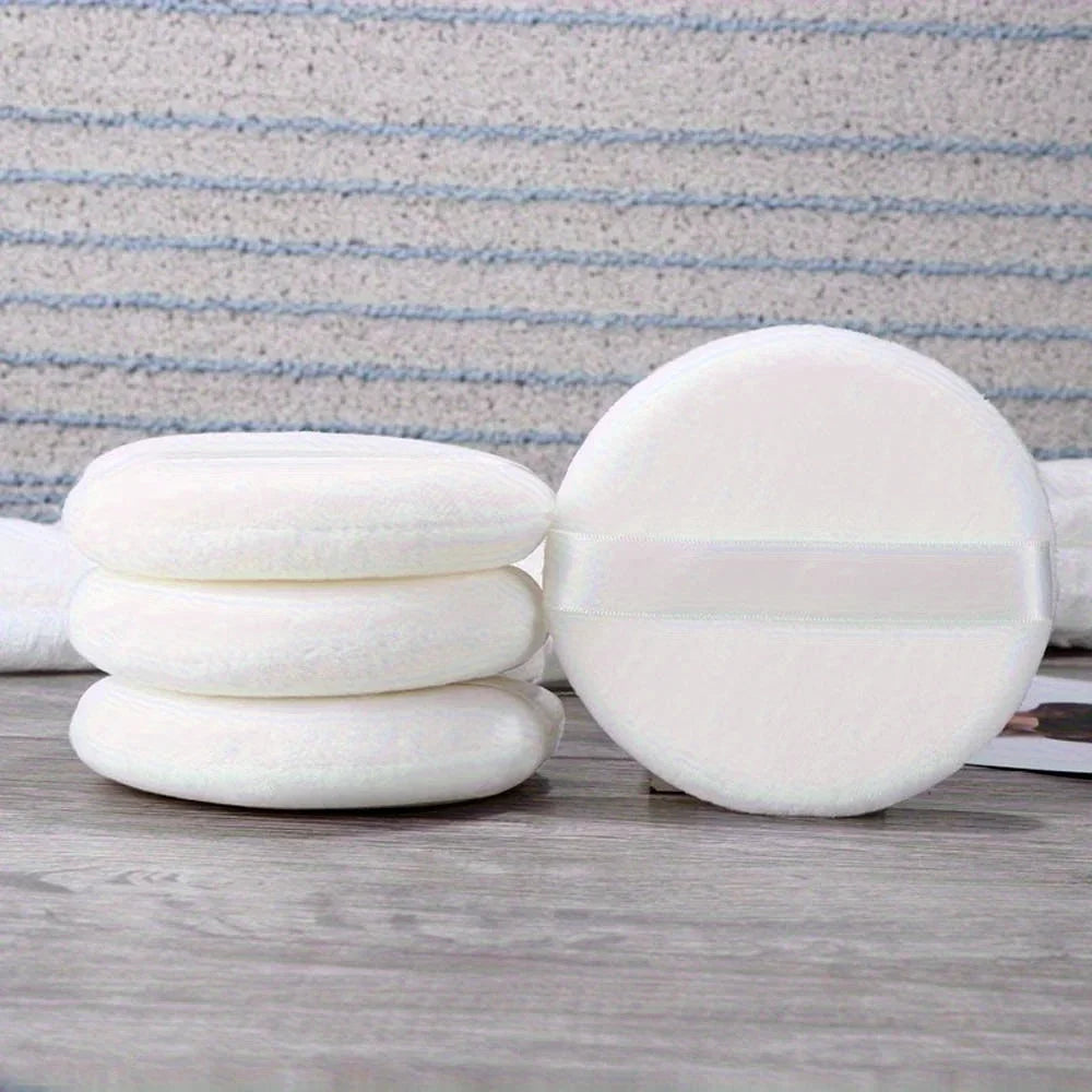 Extra-large-sized body, facial makeup pads - with satin handles, suitable for powder, application and setting foundation Qme