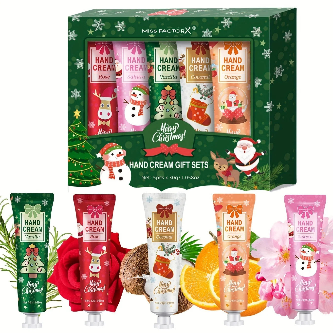 Christmas gift 5/box hand cream set, cream texture, hand cream travel pack, durable moisturizer-30g/piece gift for women Qme