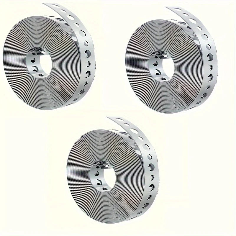1/3 Roll Galvanized Metal Pipe Straps Bendable Pipe Hanger Straps Porous Metal Fixing Straps for Pipe Support Hanging Connect Qme 3pcs