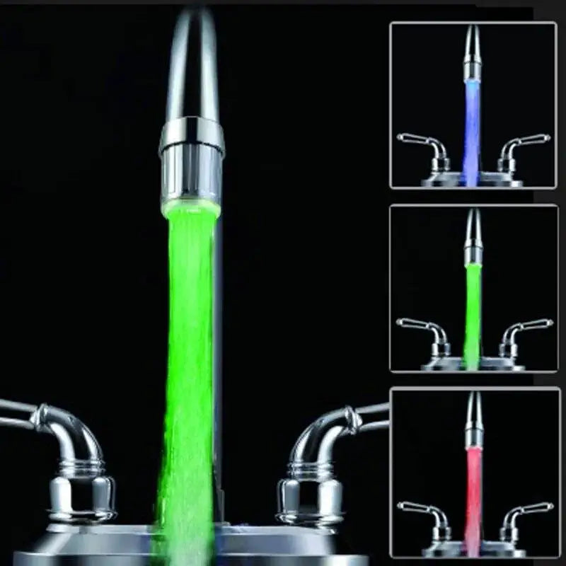 3-Color LED Sensor Faucet Temperature-Sensitive Light Water Saving Stream Light Faucet Aerator Tap Nozzle For Kitchen Bathroom. Qme