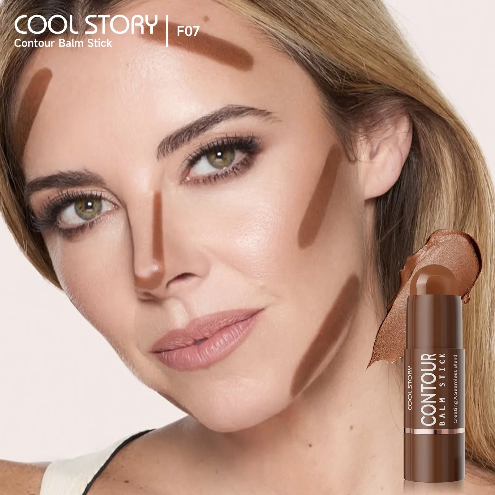 Face Contour Blam Stick Chocolate Brown Bronzer Shadow Stick Waterproof Long Lasting Facial Outline Shaping V-Line Make Up Qme