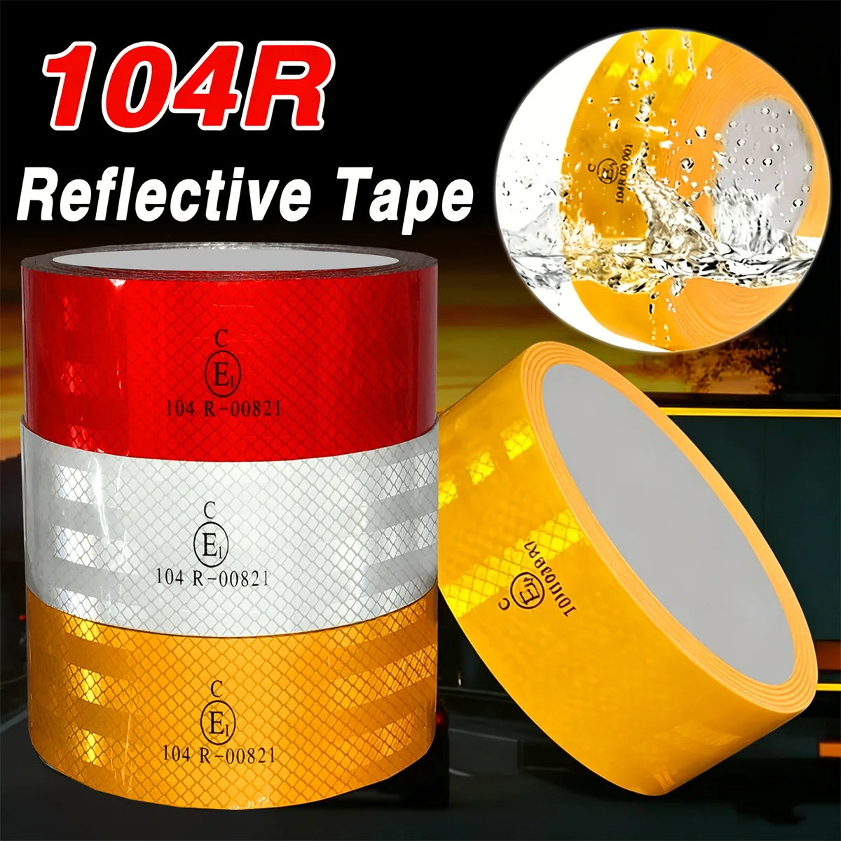 Waterproof Reflective Tape 104R Conspicuous Safety Warning Sheet for Construction Sites Qme