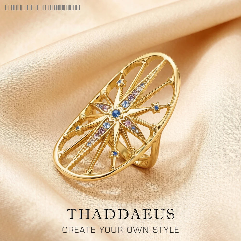 Ring Royalty Star Magical Boho Look Fine Jewerly Vintage Gift For Women In 925 Sterling Silver Qme Gold 9
