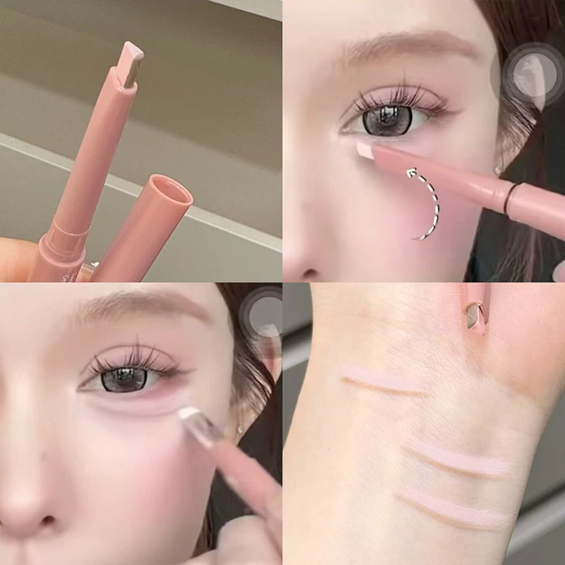ART VALUE Two-tone Paste Lying Silkworm Pen Under Eye Liner Brighten Shadow Pencil Makeup Nude Pink Beige Eyeliner Contouring Qme 02