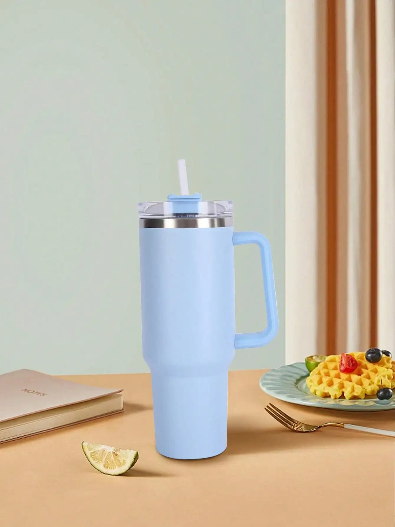 Handle Insulated Water Bottle 304 Stainless Steel Car Cup Brewing Qme SKY BLUE 1-1.5L