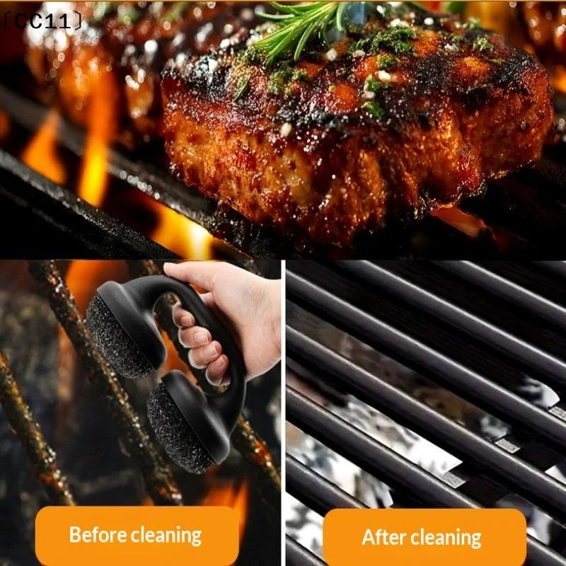 Steel Wire Ball BBQ Grill Brush Durable Plastic Multi-use Outdoor Qme