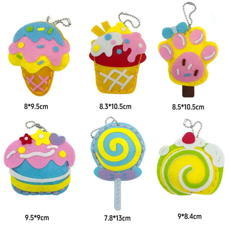 1 Set Wallet Charm Craft Cute Dessert Cake DIY Sewing Kit Creative Handmade Gift For Girls Best Friends Birthday Qme