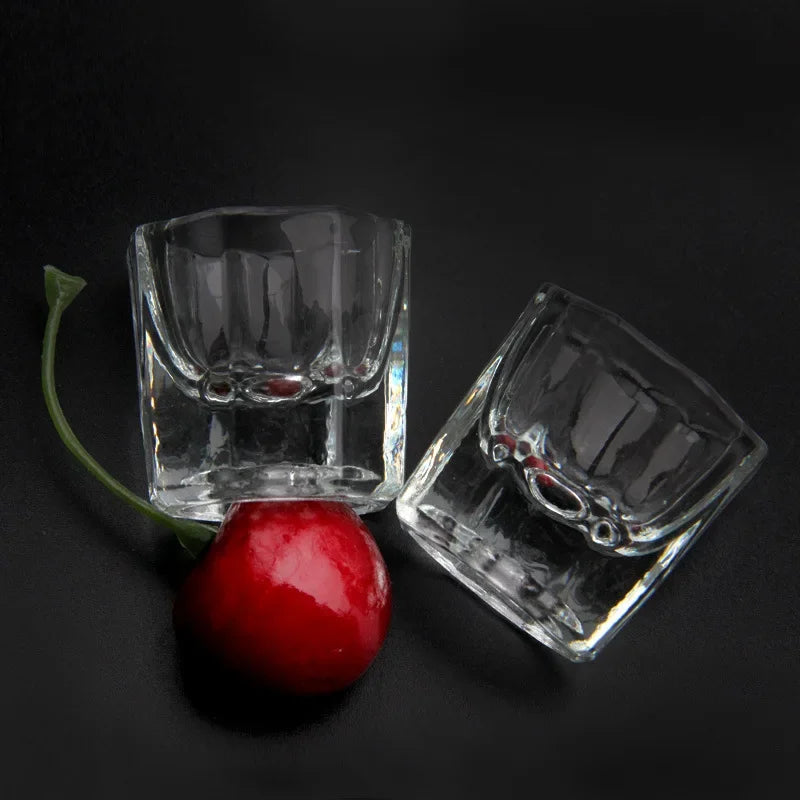 2 pcs Mini Glass Crystal Cup for Nail Art - Liquid Powder Dappen Dish Bowl Glassware Nail Art Tools Qme