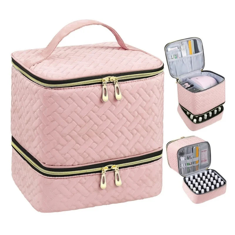 Nail Polish StorageBag Essential Oil Storage Nail Products Baking Lamp To Accommodate Portable StorageBox Qme 1pcs pink