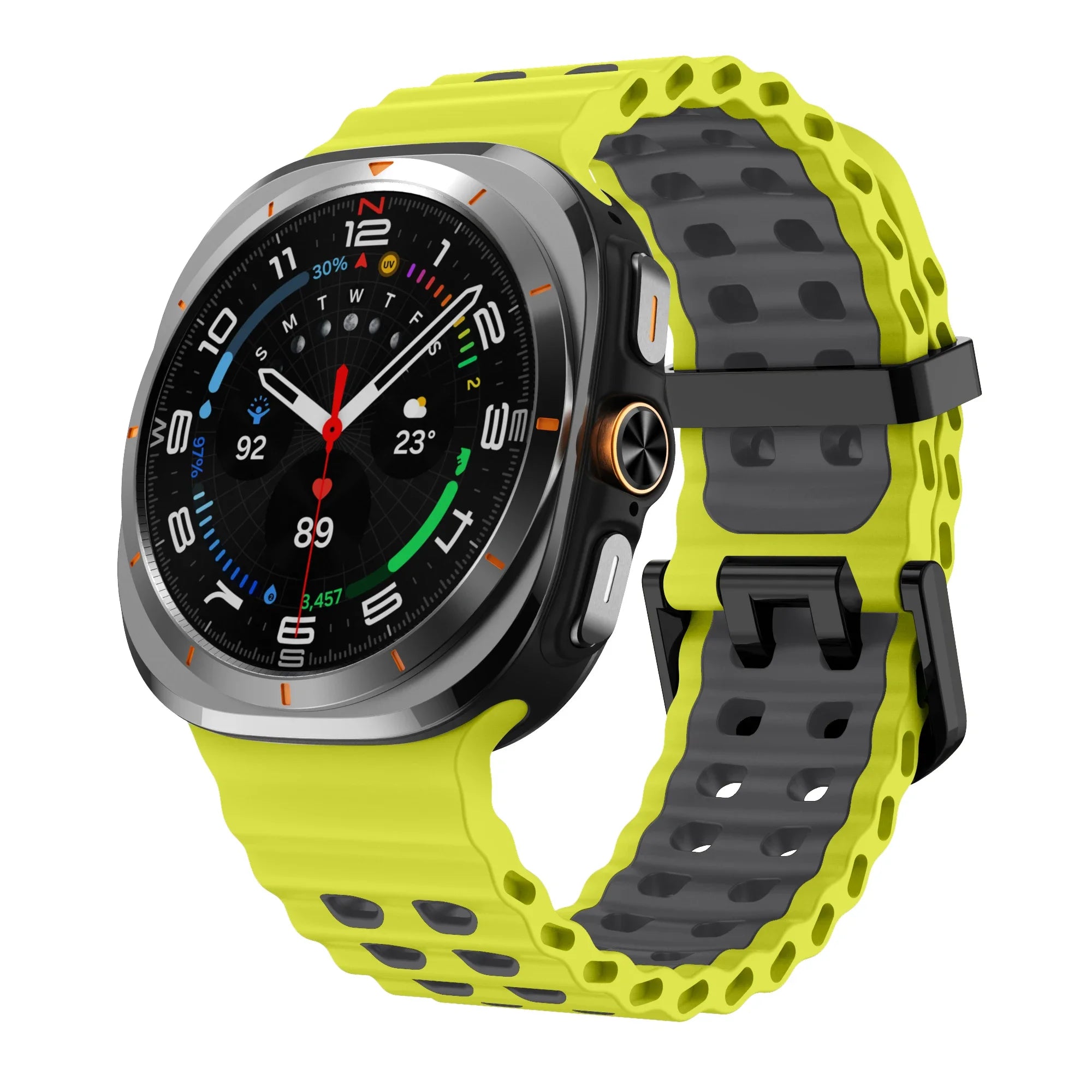 Two-Tone Sports Silicone Strap For Samsung Galaxy Watch Ultra Marine Band Bracelet For GalaxyWatch Ultra 47mm Watchband Qme Lime GrayB Galaxy Watch Ultra