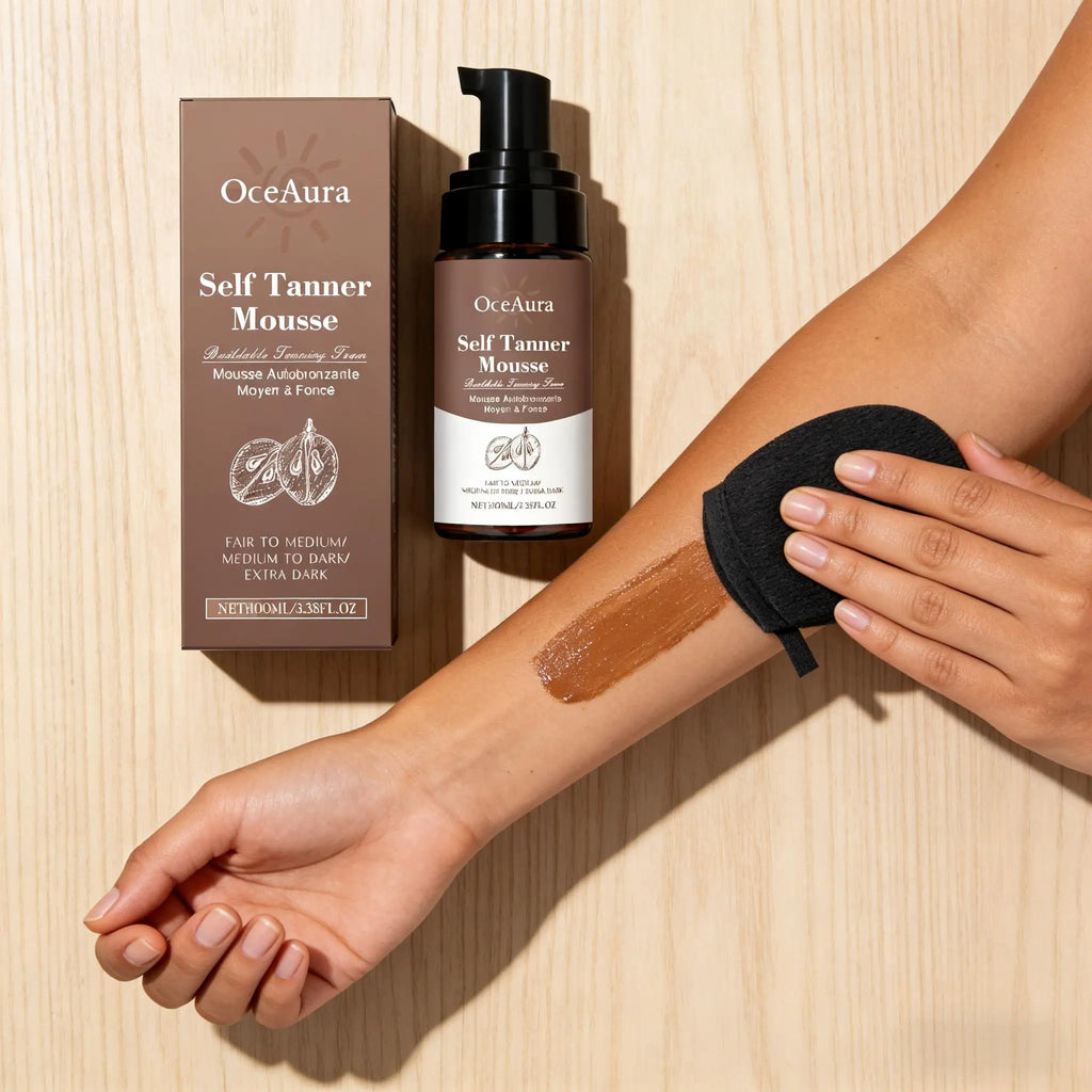 Body Self Tanning Mousse Organic Sunless Tanning Foam Spray Fast Face Tan Bronzer Nourishing Lotion Sunbed Tanning Accelerator Qme