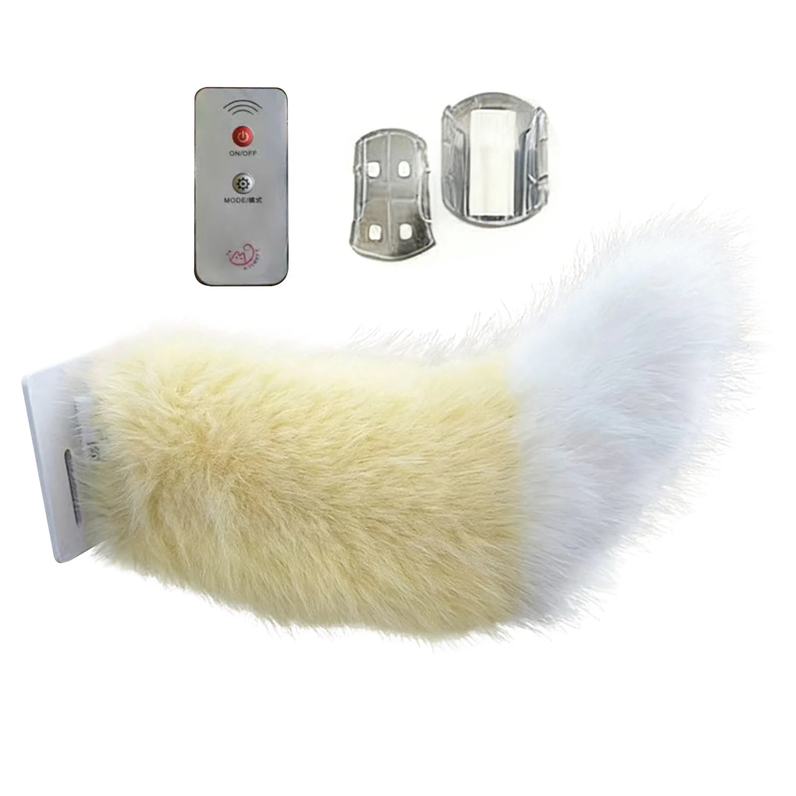 Car Electric Remote Control Tail Moving Shake Wagging Plush Tail Ornament For Auto Motorcycle Decorate Accessories ﻿ Qme Yellow White