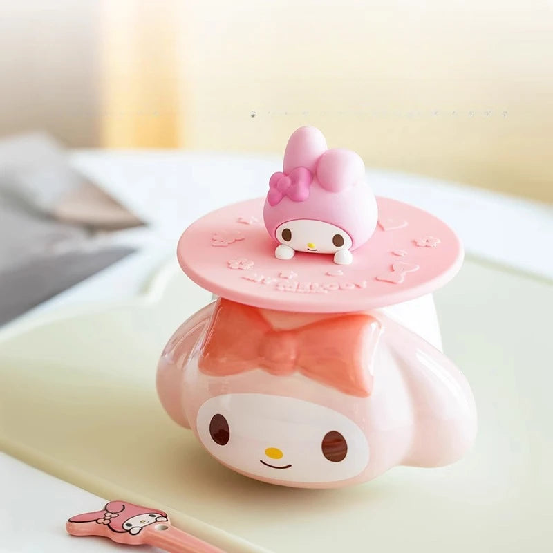 Hello Kitty Kuromi 3D Silicone Cup Lid Universal Round Cute Qme