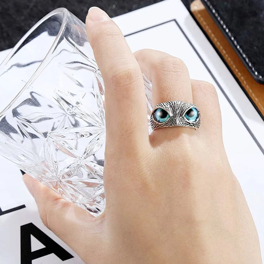 Charm Vintage Cute Men and Women Simple Design Owl Ring Silver Color Engagement Wedding Rings Jewelry Gifts Qme