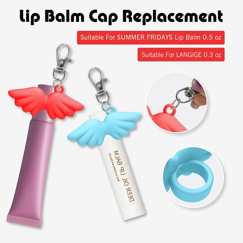 Durable Silicone Lip Balm Keychain Cap Portable Storage Case Lipstick Qme