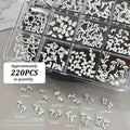 12 Grids Bow Mixed Mini Nail Art Rhinestone Nails Decals Design Charm Qme White