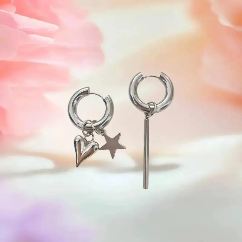 Punk Long Heart Star Pendant Earrings Women Simple Fashion Geometric Qme