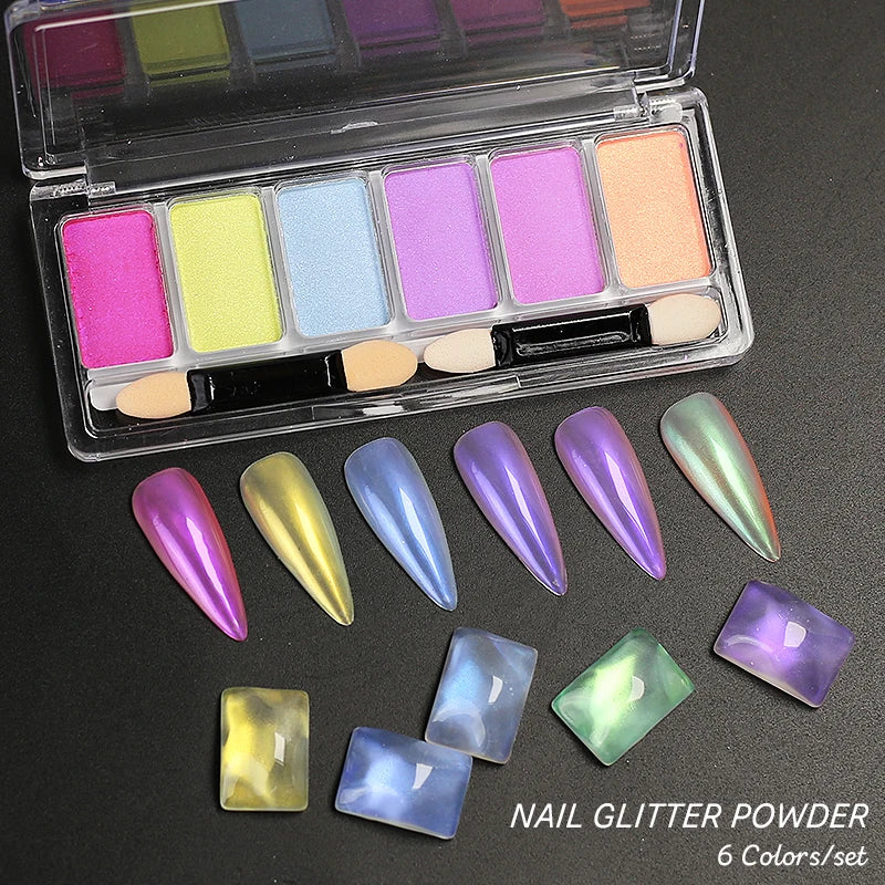 Arte Clavo 3 6 Colors Holographics Laser Aurora Solid Mirror Glitter Qme