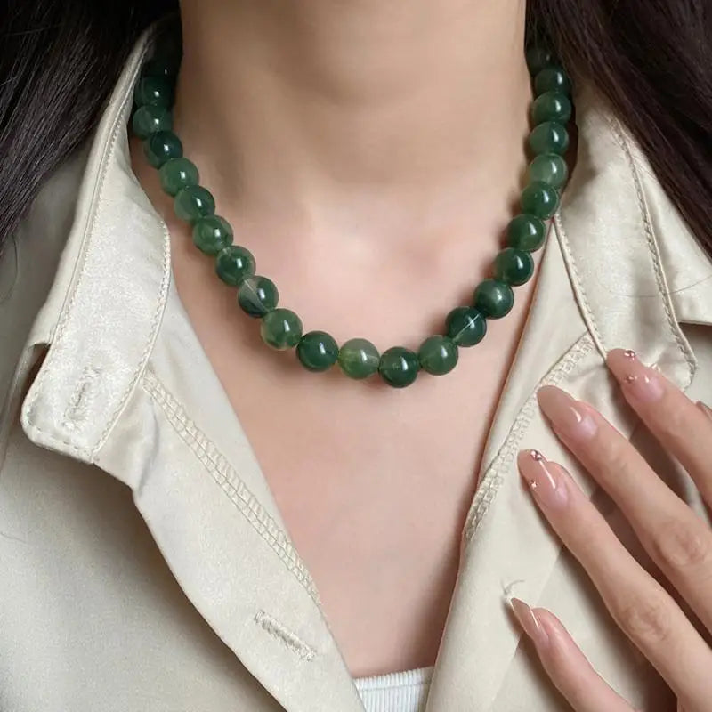 Colorful Round Beads Collarbone Chain Vintage Elegant Acrylic Bead Choker Necklace Luxury Charm Bohemian Clavicle Jewelry Qme
