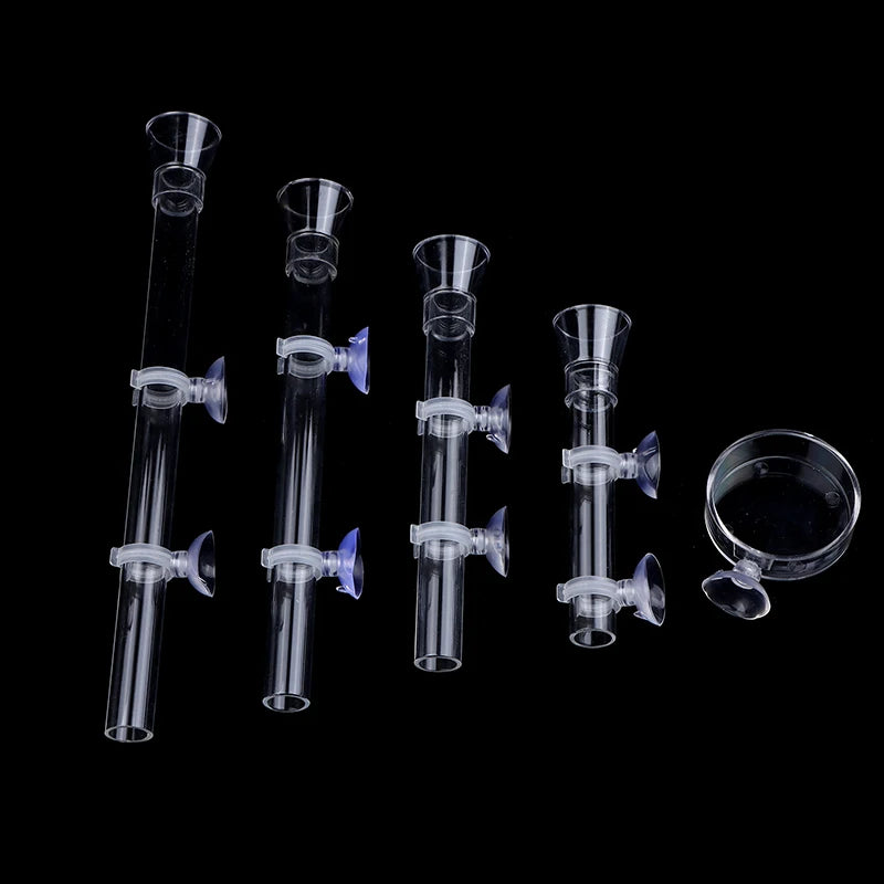 Aquarium Feeder Tube Dish Transparent Fish Tank Shrimp Snail Food Qme