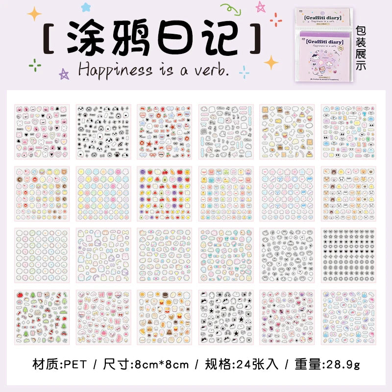 Kawaii Cartoon Handbook Sticker Book Student Collage DIY Diary Decorative Scrapbooking Journals Stationery Back School Supplies Qme A