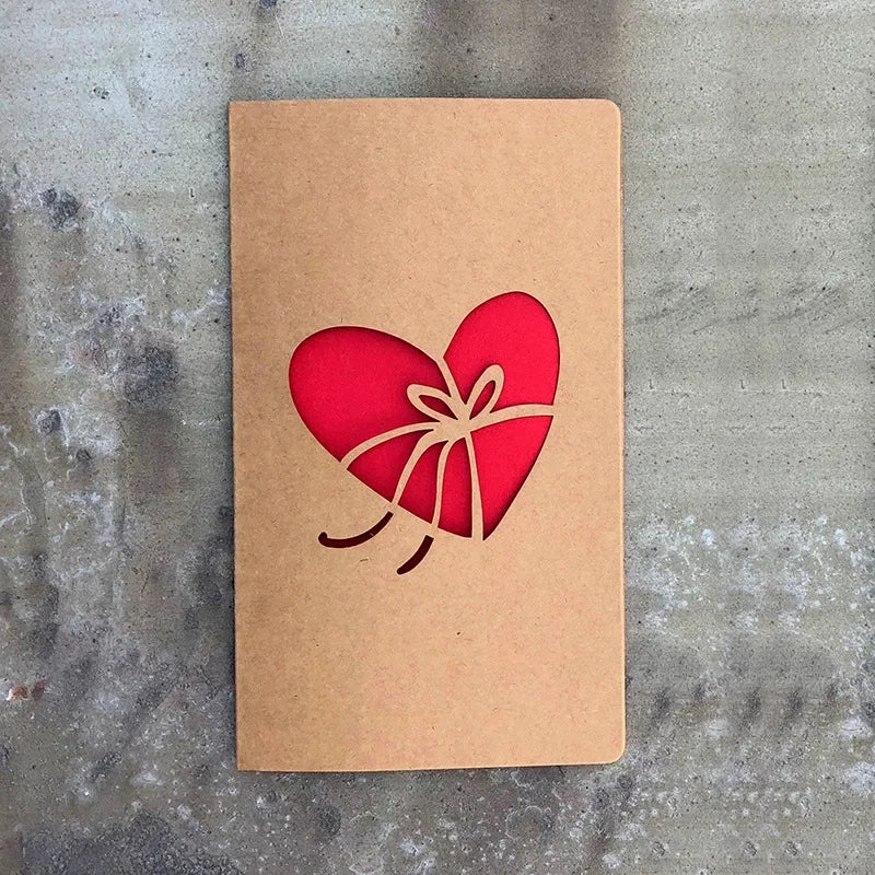 1pcs of Hollow Valentine's Day Mother's Day Greeting Card / Kraft Paper Card Holiday Cards Birthday Cards Blessing Gift Card Qme heart bow 10x17cm