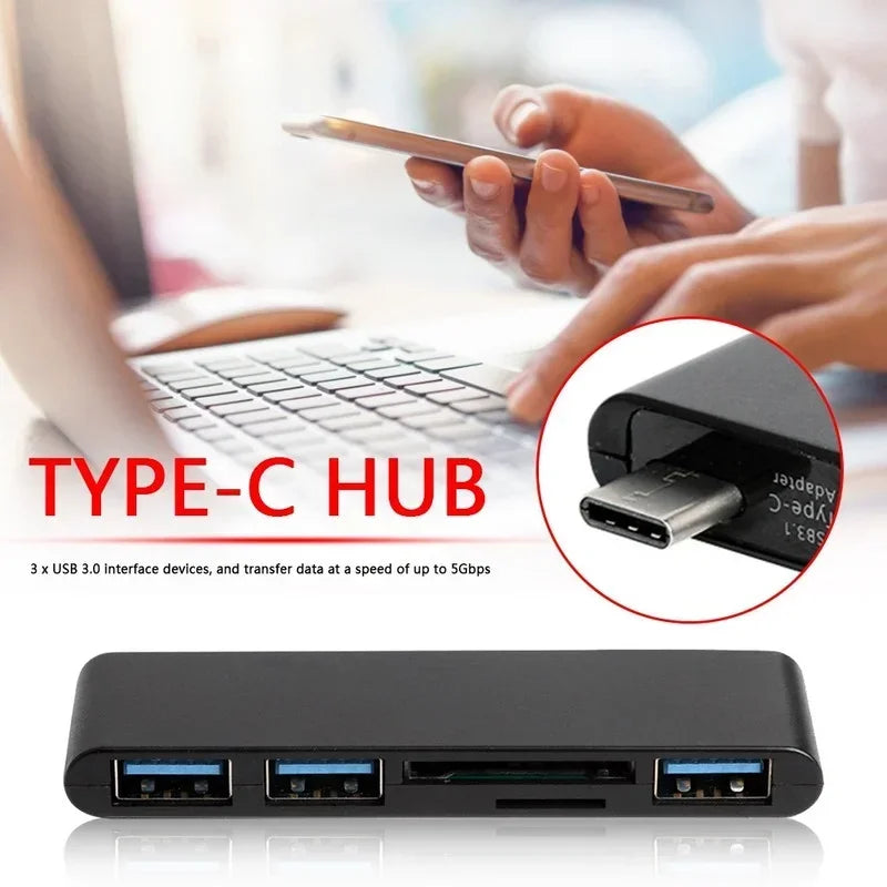 5 In 1 USB 3.0 Hub USB Splitter Converter 5Gbps SD/TF Card Reader Adapter for Macbook Pro Desktop Laptop PC Qme